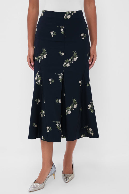 Midnight Blue Pencil Midi Skirt