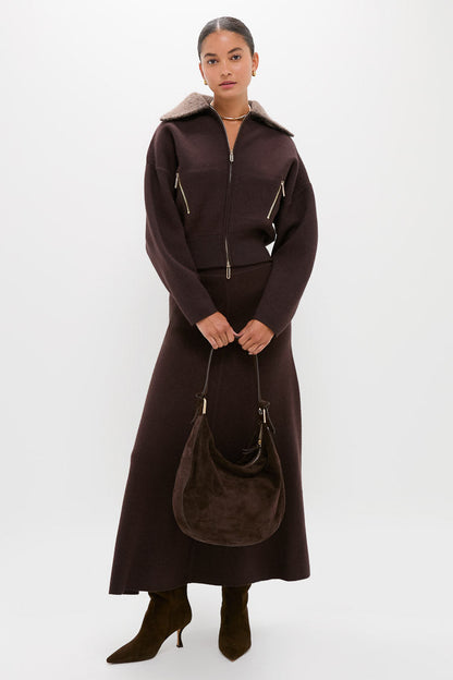 Chocolate Dakota Boiled Wool Bomber Coat