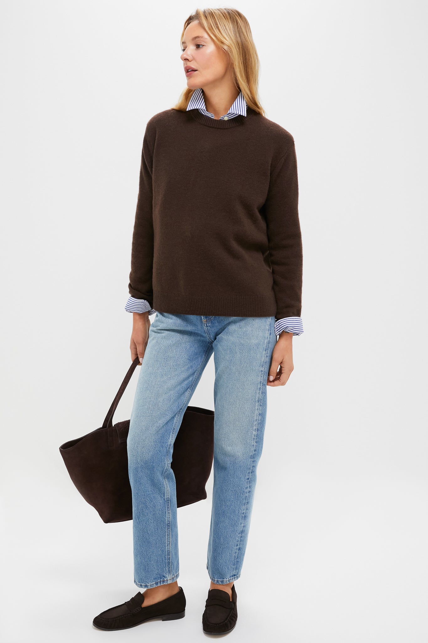 Chocolate Cashmere Bodie Boyfriend Crewneck