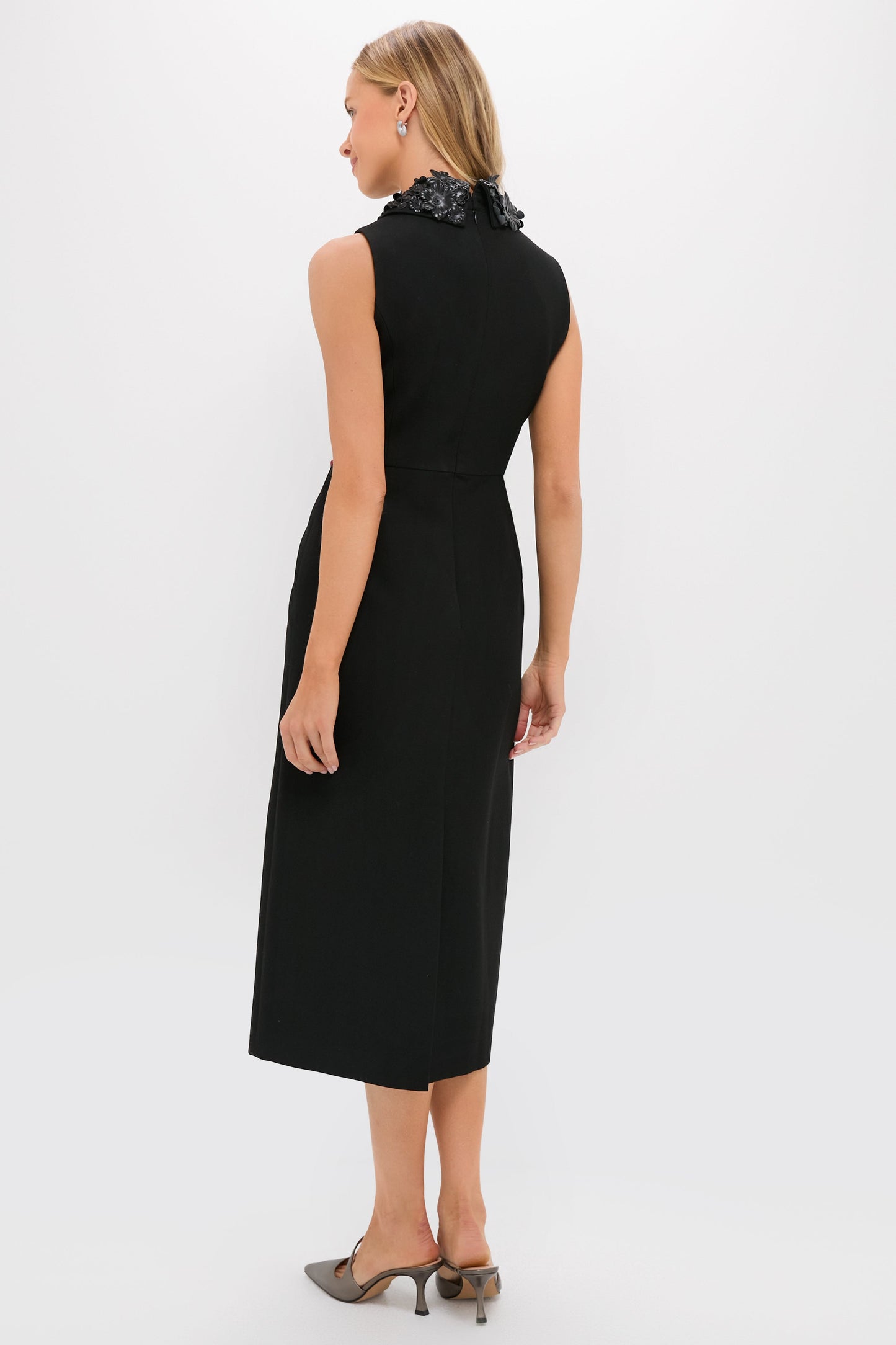 Black Floral Applique Helena Dress