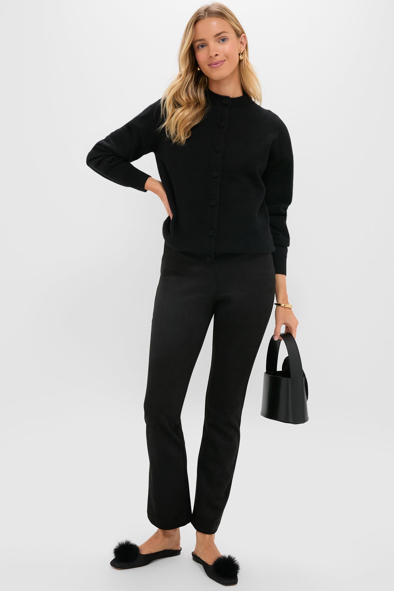 Black Vegan Suede Long Ashford Pants