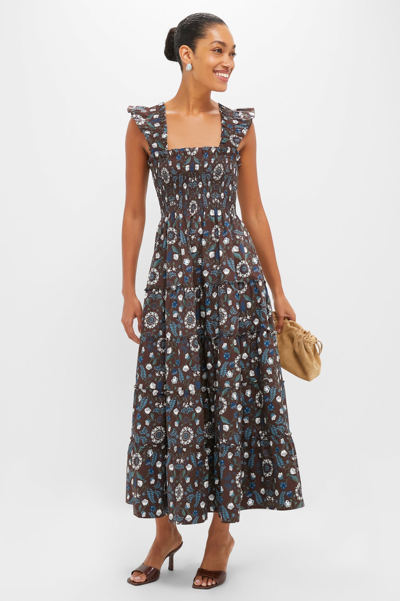 Chocolate Swedish Floral Ellie Maxi Nap Dress