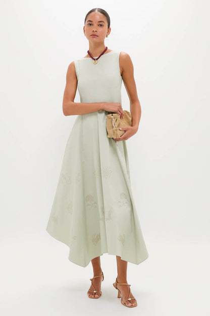 Pistachio Jacqueline Asymmetrical Hem Midi Dress
