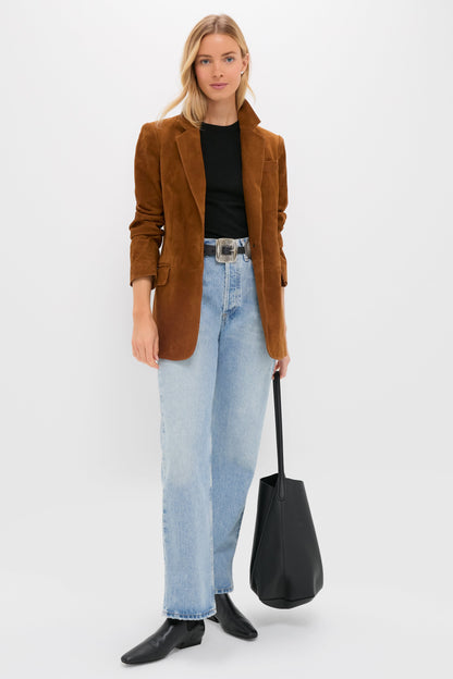Toffee Suede Leo Blazer