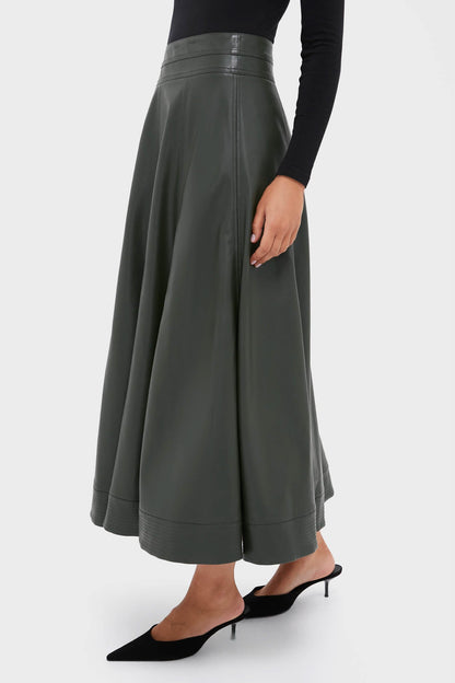 Dark Hunter Green Leather Brynn Skirt