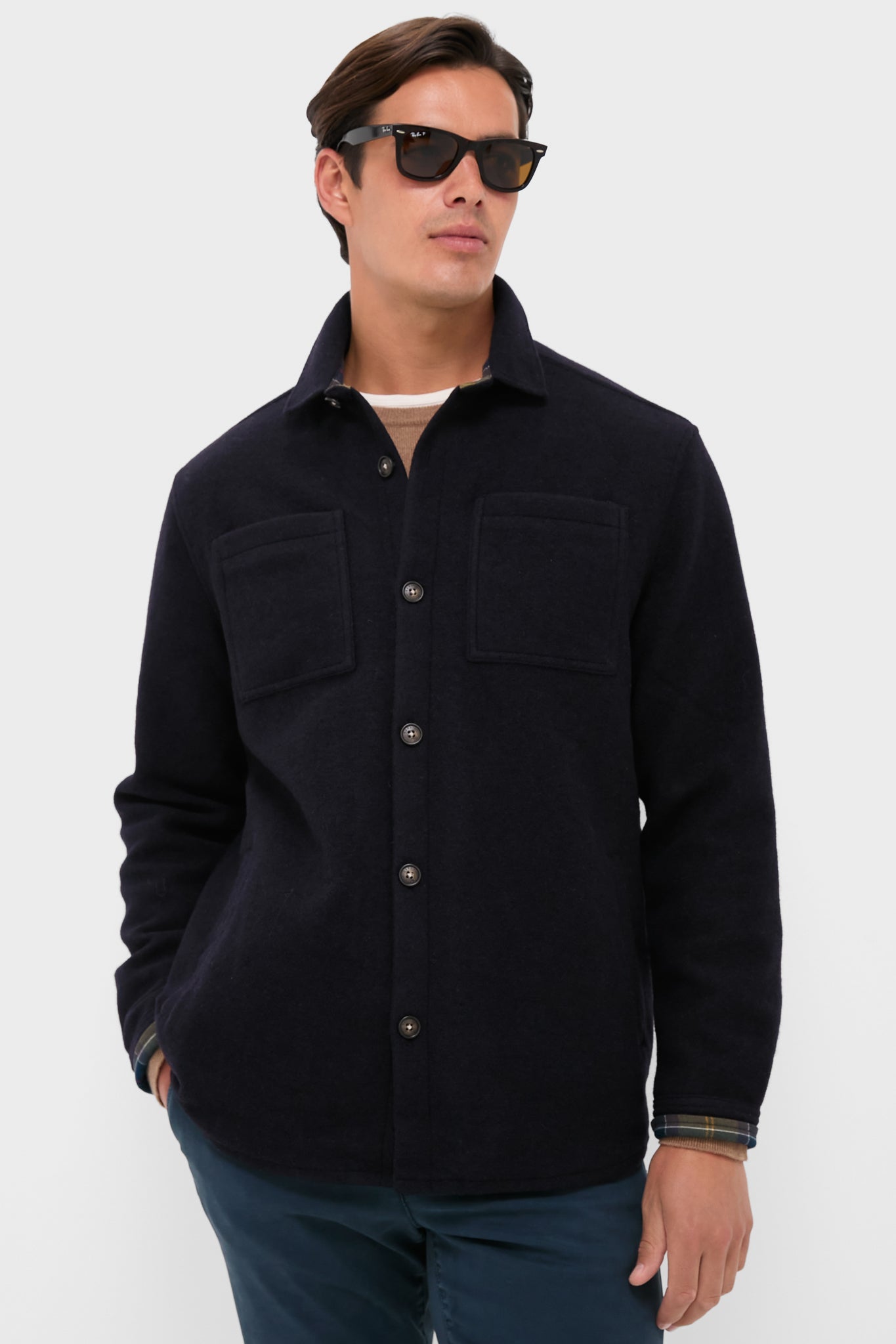 Navy Marl Marlow Tailored Wool Blend Overshirt