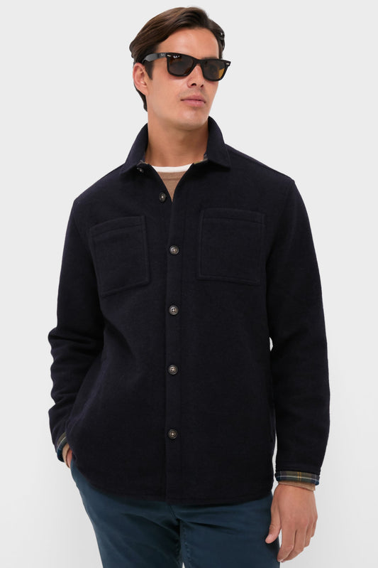Navy Marl Marlow Tailored Wool Blend Overshirt