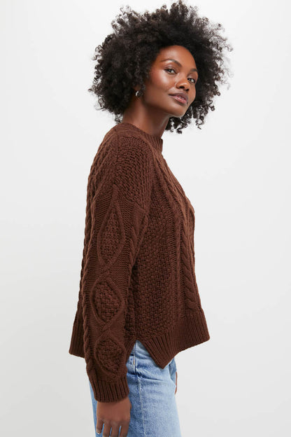 Chocolate Cable Knit Verbier Sweater