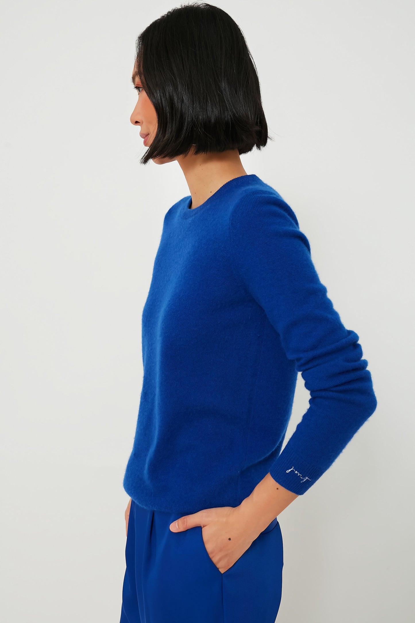 Lapis Blue Cashmere Crewneck Sweater