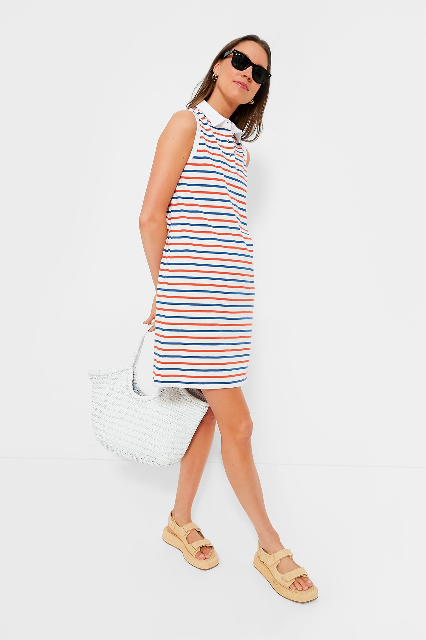 White True Blue and Poppy The Polo Dress
