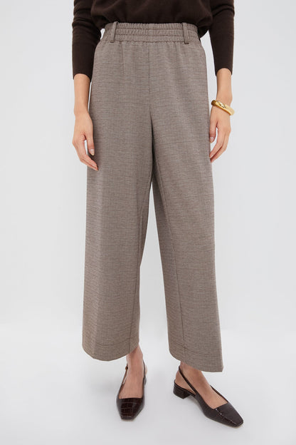 Brown Plaid Cropped Flare Carlton Pants