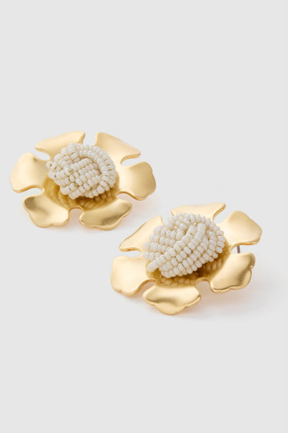 Gold and Pearl La Lune Earrings