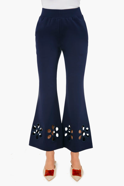 Marine Blue Embroidered Pant