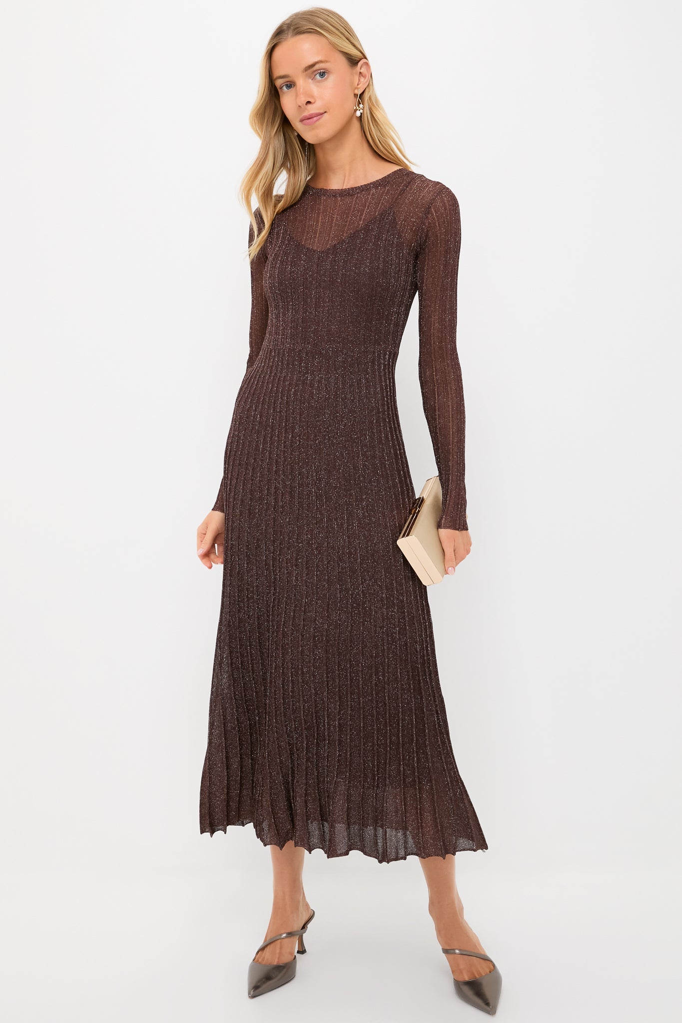 Exclusive Brown Long Sleeve Maxi Dress
