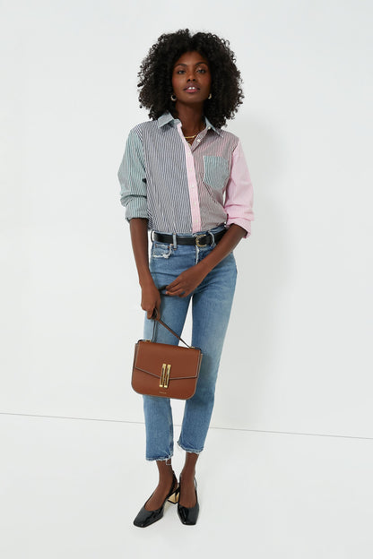 Dark Multi Stripe Boyfriend Shirt