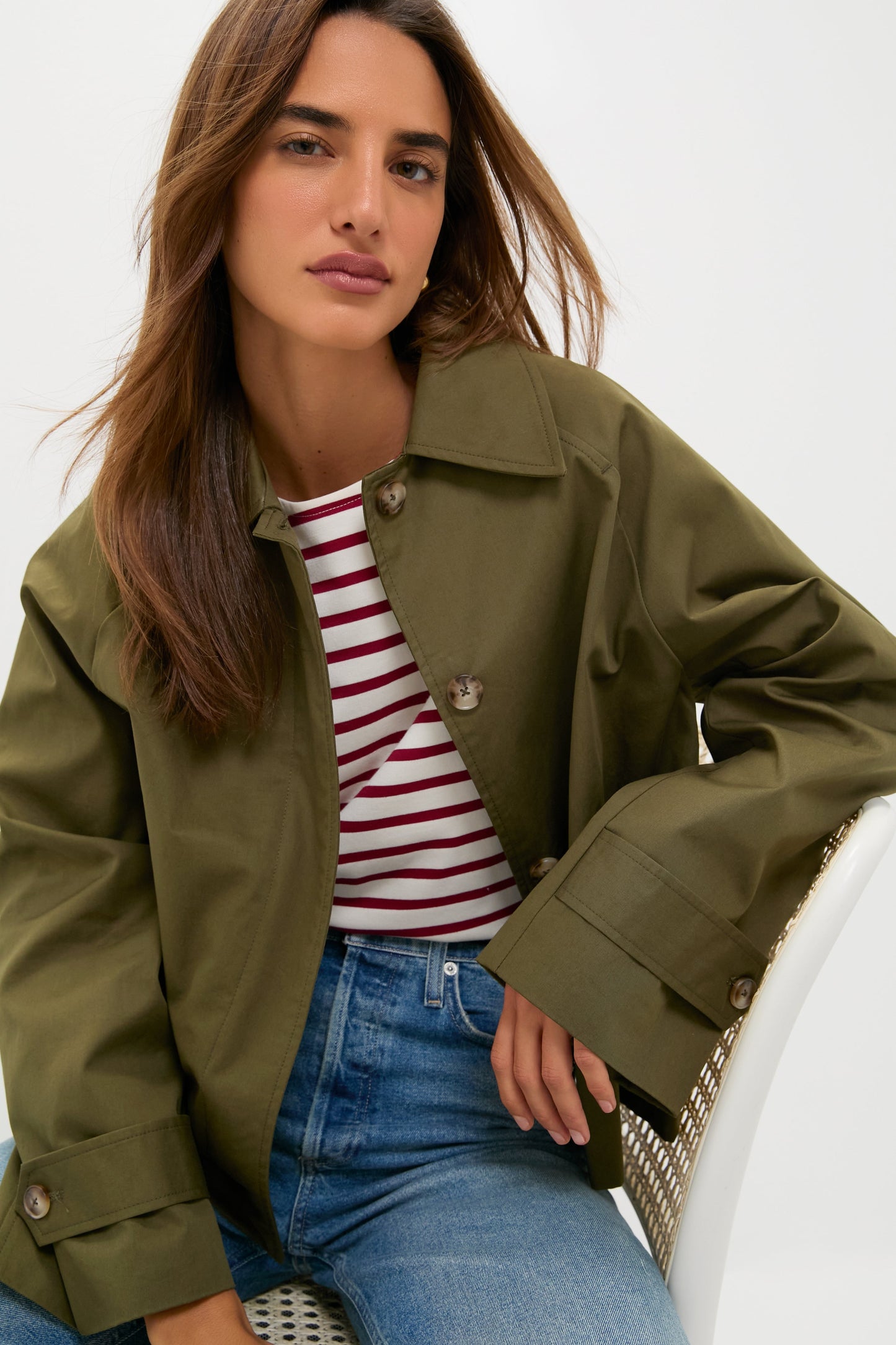 Olive Drew Short Trench Coat
