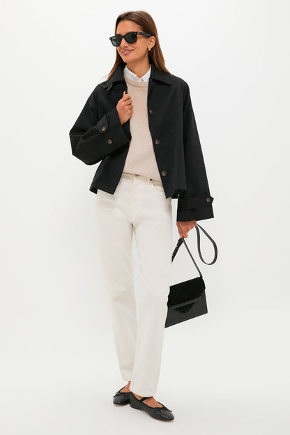 Black Drew Short Trench Coat