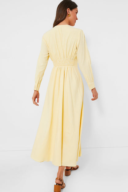 Lemon Seersucker Stripe Mila Dress