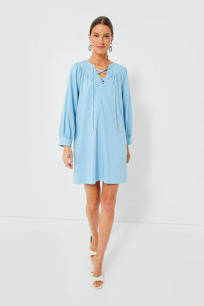 Blue Tie Front Robbie Dress