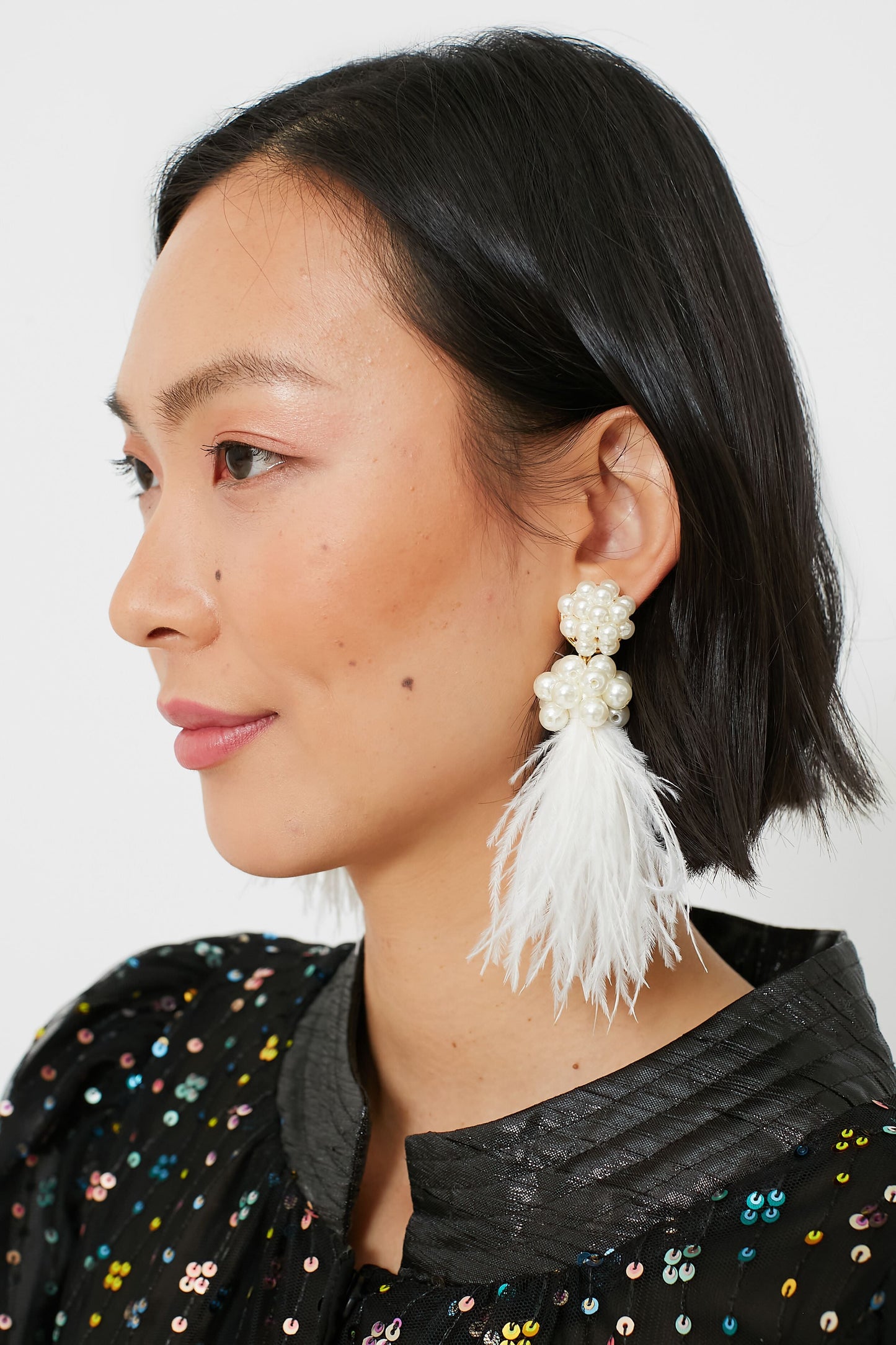 White Feather Nicole Earrings