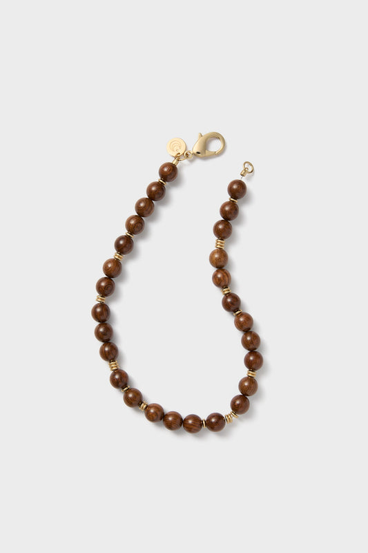 Wood and Gold Beaded Necklace