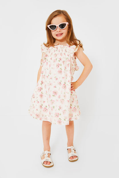 Little Girls Floral Smocked Cotton Dress