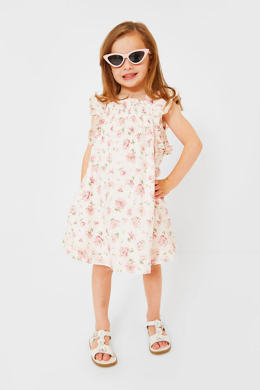 Little Girls Floral Smocked Cotton Dress