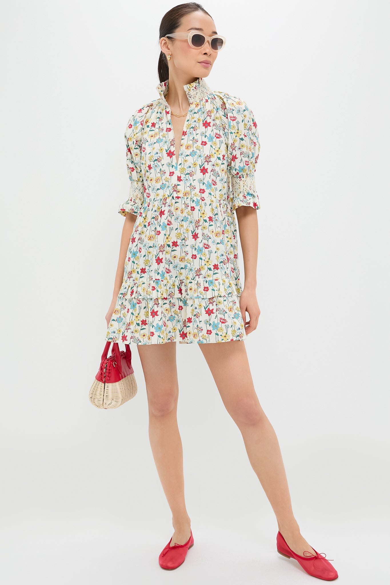 Red & Blue Multi Floral Sawyer Mini Dress