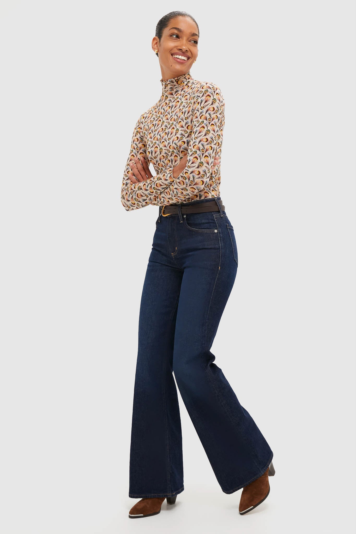 Swan Aurelia Jersey Long Sleeve Turtleneck Top