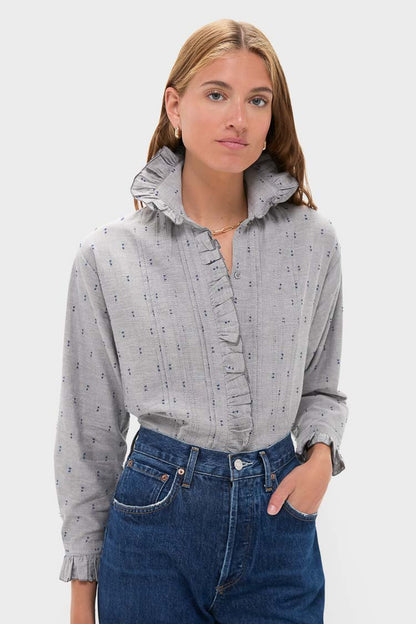 Indigo Dots French Heirloom Shirt