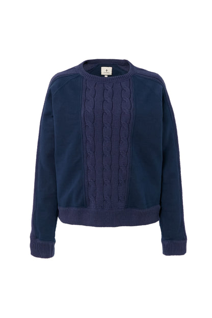 Navy Cable Knit Reid Sweatshirt