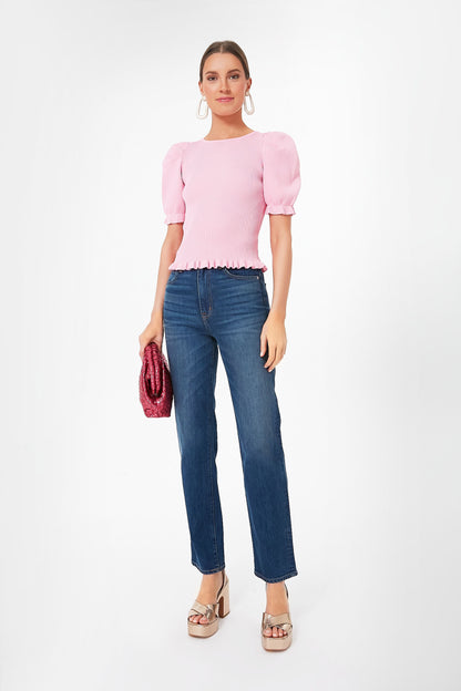 Pink Short Sleeve Lawrence Sweater