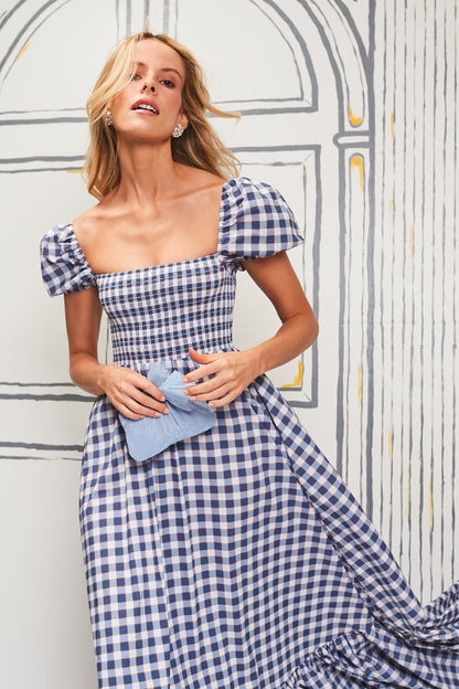 Slate Check Plaid Gianna Maxi Dress