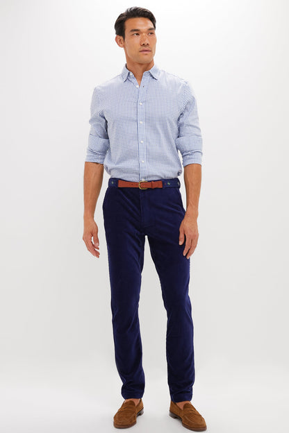 Navy Collins Corduroy Pull-on Trouser (34" Inseam)