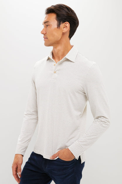 Logan Creek Stripe Long Sleeve Movement Polo