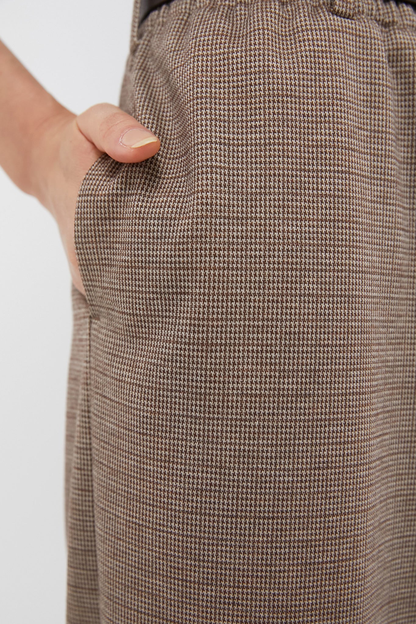 Brown Plaid Cropped Flare Carlton Pants