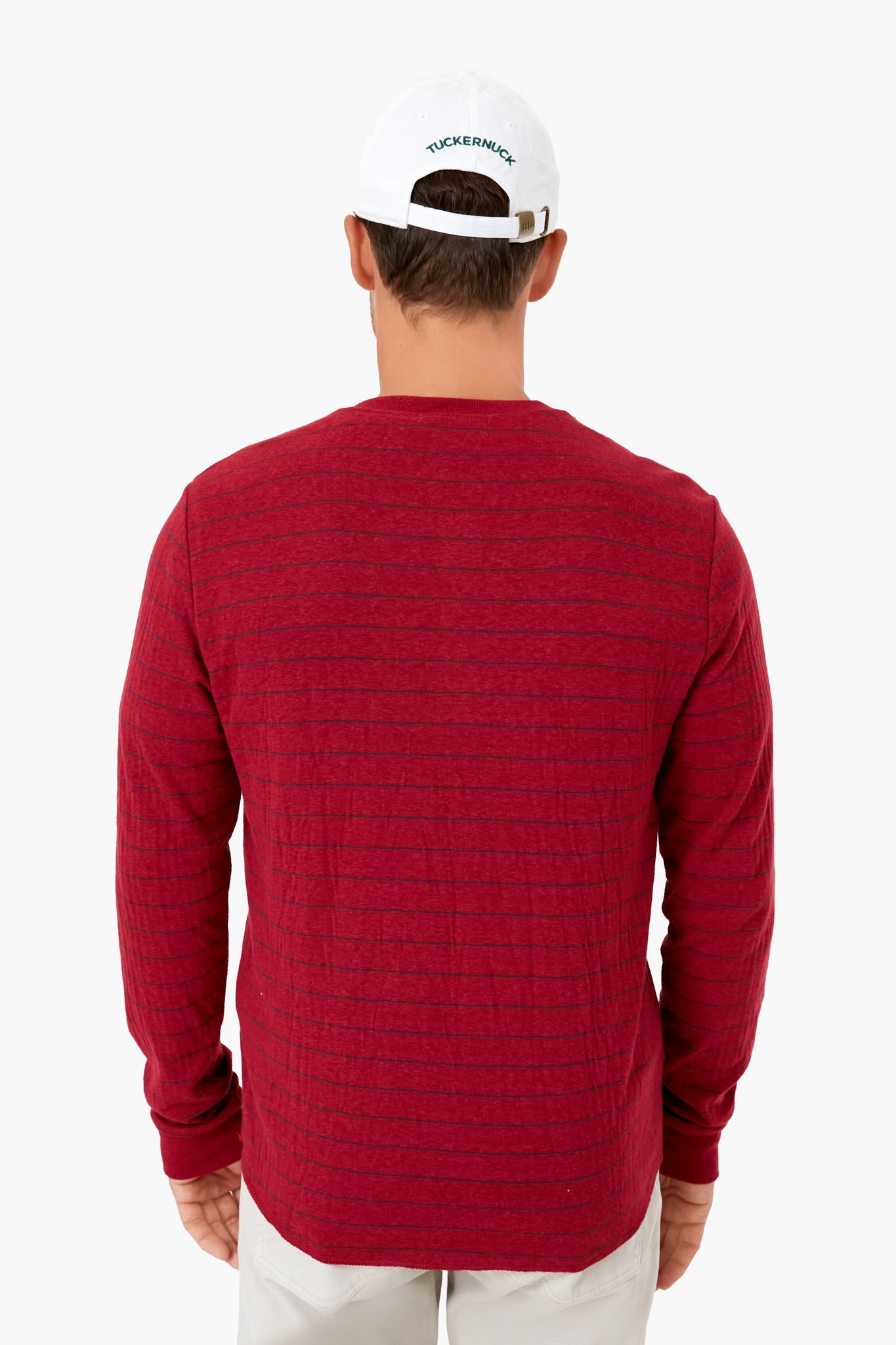 Rhubarb Navy Stripe Double Knit Henley