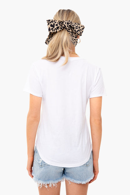 White Organic Cotton V Neck Tee