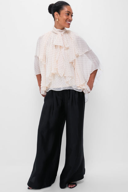 Cream Dot Hypnotic Cascading Blouse