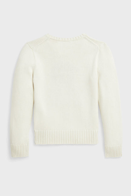 Little Girls Long-Sleeve Combed Cotton Novelty Dog Graphic Sweater