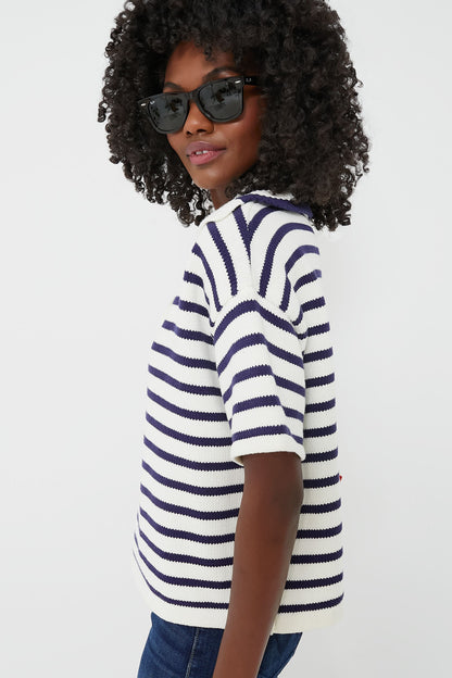 Ivory and Navy Stripe Claire Sweater