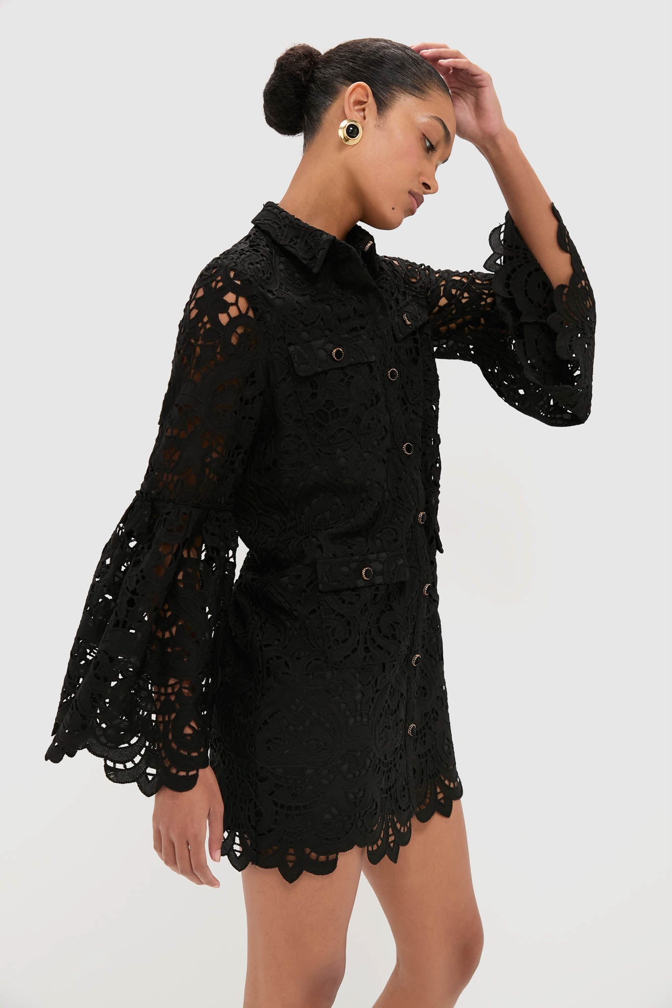 Black Lace Long Sleeve Rachael Mini Dress