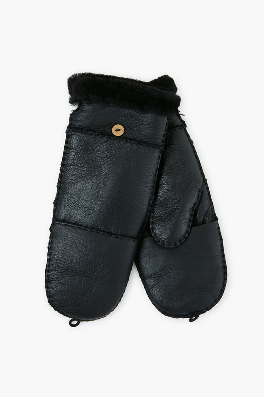 Black Shearling Pop Top Mitten