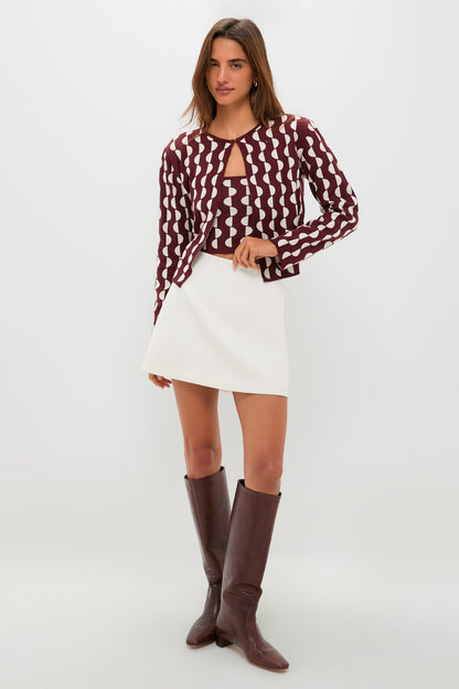 Wine and Off White Copa Knit Top