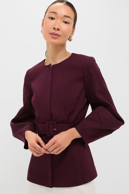 Oxblood Long Sleeve Structured Rhoda Tunic Top