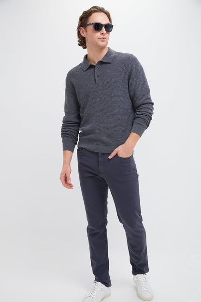 Charcoal Merino Waffle Polo