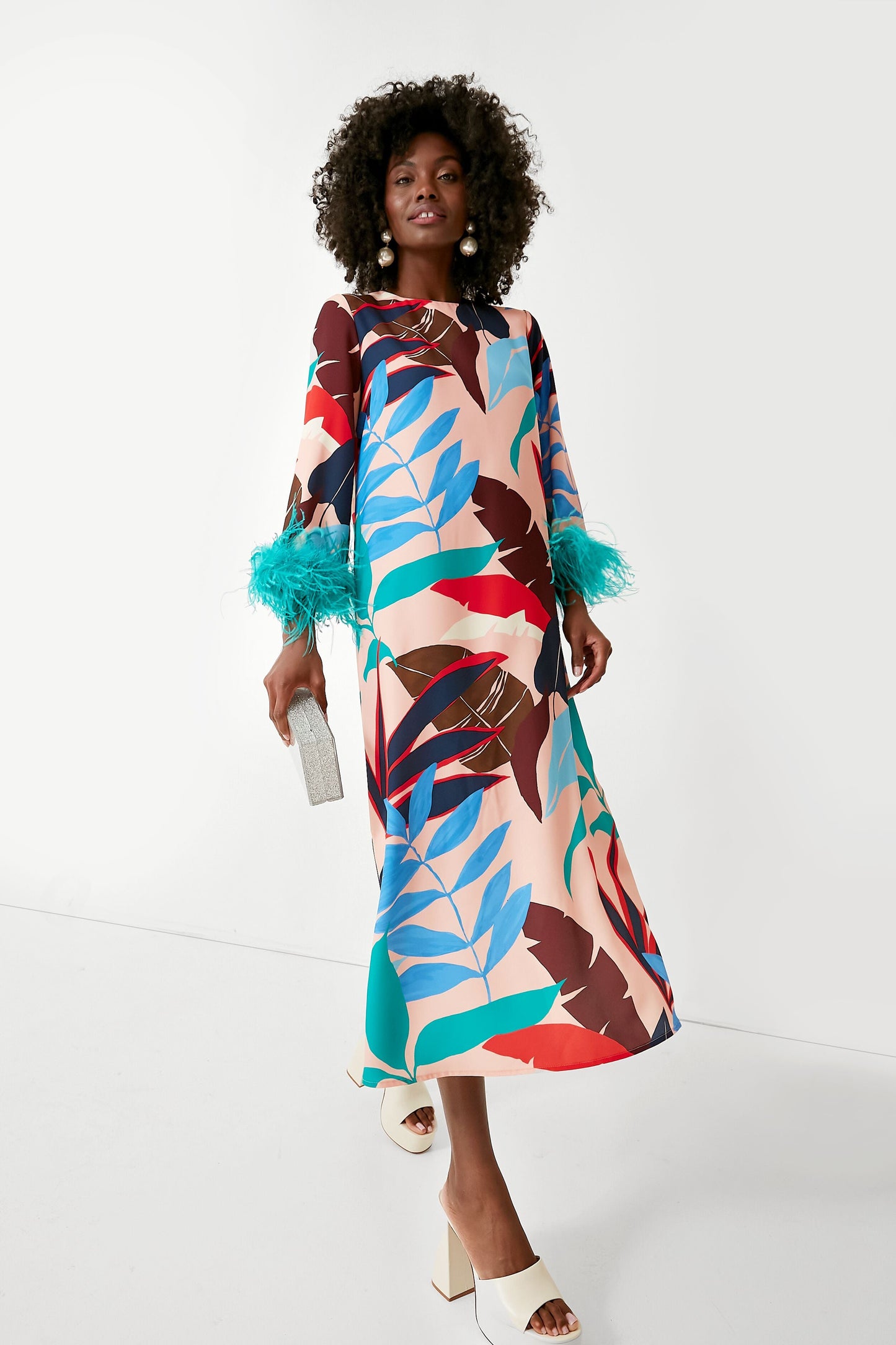 Vibrant Palm Feather Jamie Dress