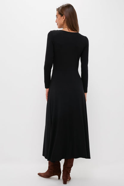 Black Long Sleeve Sara Maxi Dress