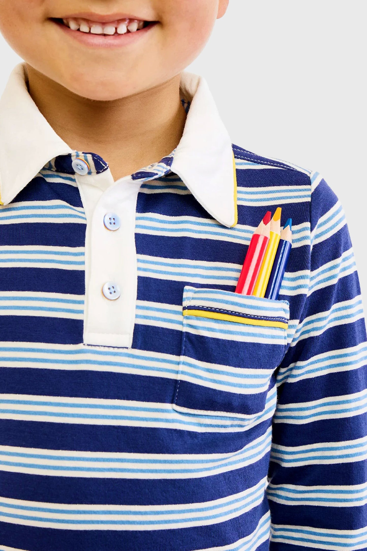 Navy Twin Stripe Parker Polo