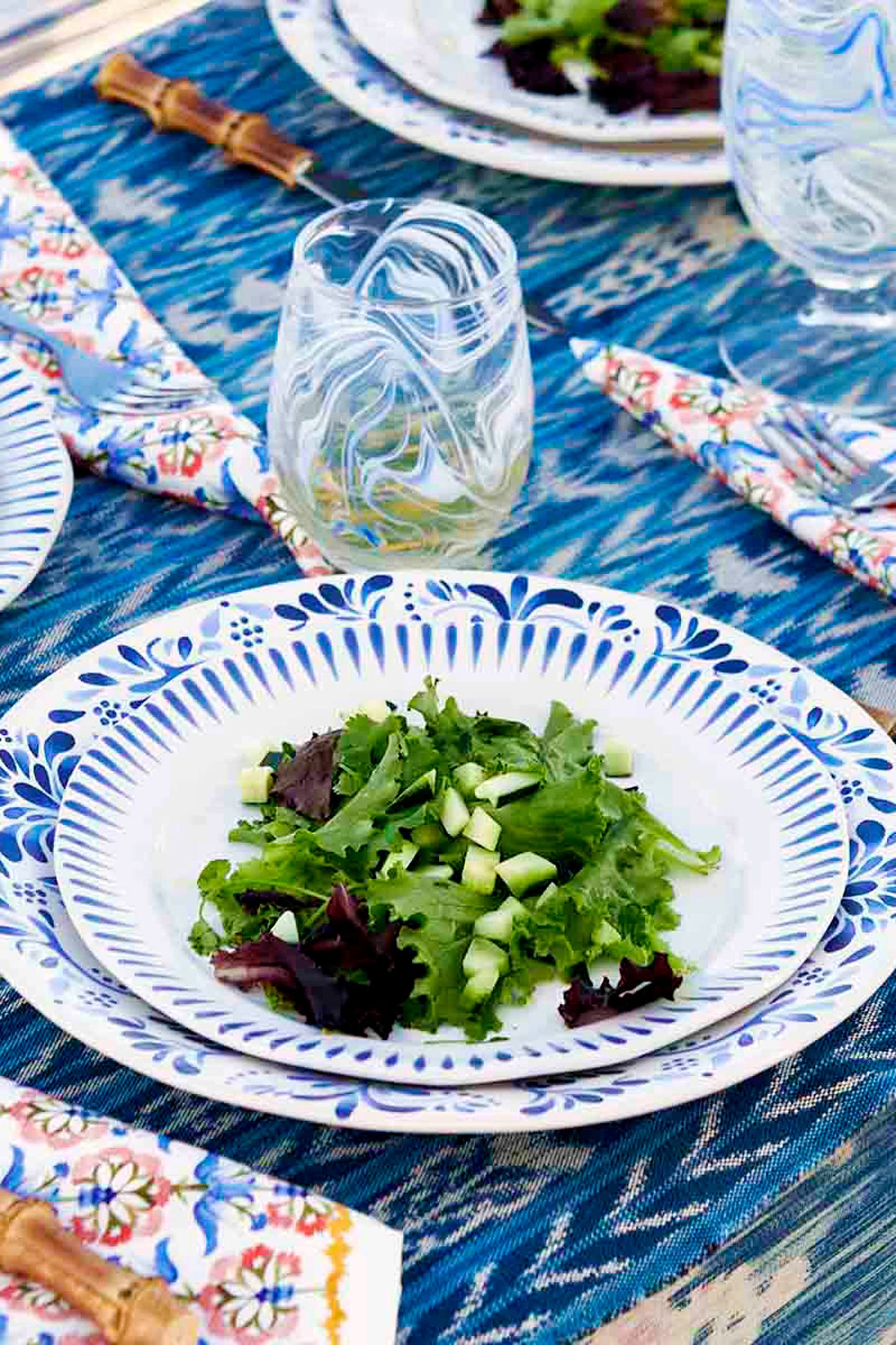 Sitio Stripe Salad Plate Delft Blue